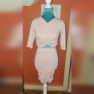 Pink set of skirt and crop top size S